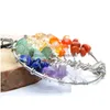 Pendant Necklaces Tree Of Life Pendant Necklace Mticolor Chakra Natural Stone Gemstone Rope Chain Women Heart Pendum Fashion Crystal J Dhsah