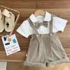 Set di abbigliamento Bambini Ragazzi Set Costume da gentiluomo Camicia a maniche corte Top 0-6 anni Estate Baby Fashion Bow Plaid Shorts Wear