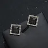 Brincos pendurados luxo quadrado vermelho preto pedra parafuso prisioneiro strass zircão orelha studs brinco para festa de casamento feminino jóias presente