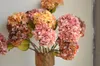 Decorative Flowers 24.5" Fall Vintage Dried Look Hydrangeas-Dusty Pink Orange Brown Autumn Colors Home/Wedding Decorations DIY Florals Gifts