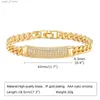 Bracelet en chaîne cubaine Cuan pour femmes, gros CZ, barre incurvée, plaqué or, bijoux L231115