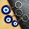 Evil Eye Key Chains Ring 3cm 3,5 cm 4 cm diameter Rund glas Lucky Turkish Blue Eyes Pendant Charms väska Keyrings Fashion Jewelry Accessories Gifts Car Keychains Holder Holder