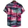 Camisetas masculinas praia gurtleneck de camisa de flor curta Cardigan Hawaiian's Clothes Social Dress Solid Solid