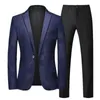 Abiti da uomo Blazer Arrivo Uomo Completo da lavoro 2 pezzi Nero / Blu / Vino rosso Moda maschile Blazer da ballo e pantaloni in puro colore Taglia 6XL-S 231115