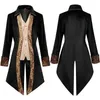 Men's Trench Coats Mens Steampunk Vintage Embroidery Tailcoat Jacket Gothic Victorian Frock Coat Uniform Halloween Costume Party Prom Tuxedo