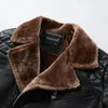 Herenjassen Mode Warme Winter Leren herenjas met bontkraag Dikkere fleece motorjas Casual kunstleer Locomotiefjas 231115