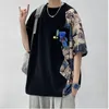 Men's T Shirts Hip Hop Bear Print Shirt Man Black Loose Harajuku T-shirt Boys Casual Summer Punk Tshirt Streetwear Cool Korean Style Top