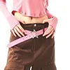 Belts Girls Belt Y2k Personality Fashion Trend All-Match Jeans Accessories Pentagram Metal Buckle Girl Pink Leather Thin Waistband