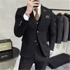 Herrenanzüge 3 Stück Blazer Weste Hosen Herren Set Einreiher Slim Fit Designer Bräutigam Für Hochzeit Abendkleid Kostüm Plus 7XL