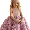 Filles paillettes gilet robes robe de bal enfants stéréo dentelle rose gros arcs robe de princesse enfants vêtements de fête d'anniversaire Z5431