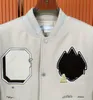 Otoño / Invierno fuera de la marca chaqueta blanca 2024 diseñador de moda nueva ropa de béisbol de lana bordada a mano abrigo casual para hombres y mujeres ropa para parejas