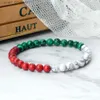 Chaîne Palestine Russie Drapeau National Bracelets pour Femme 6mm Naturel Rouge Bleu Blanc Pierre Malachite Perles Bracelet Mode Hommes BijouxL231115