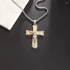 Anhänger Halsketten Christian Double Layer Kruzifix Kreuz Charm Halskette Herren Damen Katholisches Gebet Amulette Schmuck Geschenke