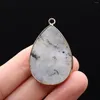 Pendant Necklaces Natural Amazonite Water Drop Shape Flash Labradorite Charms For Making DIY Jewerly Necklace 27x41mm