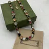 Hochwertige Perlenkette Designer für Frauen Neue Mode Halskette Liebe Halskette für Frau Marke Einfache Buchstaben Diamant Lady -2