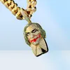 18K Gold Clown Joker Pendant Necklace Iced Out Micro Paved Cubic Zircon Men Bling Hip Hop Jewelry2873417