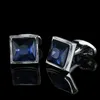 Cuff Links Summer high quality brass hand inlaid Blue Crystal zircon Cufflinks classic style men's jewelry gifts 231114