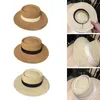 Szerokie brzegowe czapki swobodne dla kobiet płaskie słońce Sun Panama Fedora Hat Summer Straw Beach