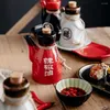 Dinnerware Sets Japanese Dressing Ceramic Vinegar Bottle Maple Syrup Dispenser Kitchen Oil Mouth Wash Seasoning Bottles Sprayer Soy Sauce