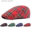 Berets Women's Beret Hat Fashion Fashion Ladies Outdoor Travel Red Plaid Painter Hat للجنسين البالغين اليومية خمر الخريف Hatl231115