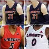 Mich28 NCAA College Liberty Flames Basketball Jersey 5 Keenan Gumbs 10 Elijah Cuffee 11 Georgie Pacheco-Ortiz 15 Zach Farquhar cousu sur mesure