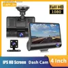 CAR DVRS 4 tum Black Box Car DVR Dashcam Dash Camera IPS HD -skärm 1080p Dual Lens Video Recorder Front + Bakifrån kamera Dash Cam Q231115