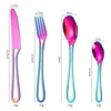 식기 세트 4pcs ins cutlery set fork spoon steak western dessert cake cake flatware 304 스테인리스 스틸 나이프 주방 액세서리