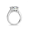 Cluster Rings LESF Asscher Cut 5 Moissanite Engagement For Women 925 Sterling Silver Like Diamond