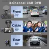 カーDVRダッシュカム3カービデオレコーダーFHD 1080p 3チャンネルDVRSビデオ登録者Dashcam 24HパーキングモニターカムコーダーQ231115