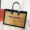 tendenza Borsa da donna Rive Gauche Tote shopping bag borse top lino Grandi borse da spiaggia Designer da viaggio Borsa a tracolla a tracolla Portafoglio due dimensioni 48 cm 38 cm