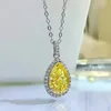 Подвески Весна Qiaoer Стерлингового Серебра 925 пробы 5CT Грушевидной Огранки Цитрин Сапфир Драгоценный Камень Ожерелье Женщины 18-каратного Белого Золота Покрытые Ювелирные Изделия