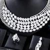 Ketting Oorbellen Set Kellybola Luxe Nigeriaanse Armband Ring Voor Vrouwen Glanzende Kubieke Zirkoon Bruids Bruiloft Verloving