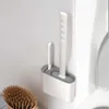 Nouveau 1 ensemble brosse de toilette en Silicone avec boîte de support brosse de toilette murale porte-brosse de toilette ménage salle de bain nettoyage quotidien Se