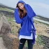Kobiet bluzy kobiet pluszowe zagęszczające się swobodne topy koreański w stylu luźne z kapturem solidne z boku, leniwe bluzy
