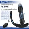 Vibrateurs Mâle Télescopique Prostate Masseur Anal Vibrateur Sans Fil Poussée Plug Anus Pénis Anneaux Buttplug Sex Toys Pour Hommes 231114