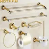 Bath Accessory Set Stainless Steel Gold Plated Bathroom Hardware Towel Rack Toilet Paper Holder Bar Hook Accessories 231115