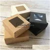 Geschenkverpackung Großhandel Weiß Schwarz Kraftpapier Box Transparent PVC Fenster Seifenkisten Schmuckverpackung Gefälligkeiten Süßigkeiten Lz1962 Drop Dhgq2