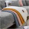 Chair Covers Ers Wool Veet Sofa Cushion Thickened Warmth Non-Slip Er Four Seasons Living Room All-Inclusive Towel Drop Delivery Home Dhuhn