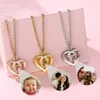 Pendant Necklaces Customized Po Projection Zircon Heart Pendant Necklace For Lover Jewelry Memory Gift Custom Picture Peach Heart Collar Chain 231115