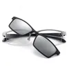 Zonnebril 5 in 1 rechthoek magneet zonnebril heren gepolariseerde clip-on bril voor heren half metalen frame mannelijk 0 dioptrie optiek bijziendheid brillen 231114