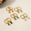 Hoop Earrings Aneebayh Colorful Square Turquoise Stone Stainless Steel Geometric For Women 18k Gold Plated Waterproof Jewelry
