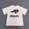 Tasarımcı Moda Giyim Erkekler Tees Tshirt Rhude Amerikan BR Logo Baskı Büyük Boy Gevşek Kısa Kollu T-Shirt Çift Unisex