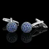 Cuff Links Summer high quality brass hand inlaid Blue Crystal zircon Cufflinks classic style men's jewelry gifts 231114