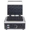 Brödtillverkare 1500W 12st Black Rostfri Steel Commercial Nonstick Electric Mini Donut Baker Macher Machine Kök Applansen