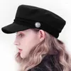 Berretti Cappelli invernali da donna Cappello da ragazzo in lana stile francese Berretto da baseball fresco Visiera nera Gorras Casquette