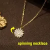 Pendant Necklaces Rotating Spining Sunflower Necklace For Women Zircon Crystal Anti Stress Anxiety Female Jewelry Wedding Gifts