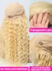 Synthetic s 40 inch Curly 613 Honey Blonde Lace Front Human Hair Loose Deep Wave 13x6 HD Water Color Transparent Frontal 231115