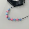 Pendanthalsband Hip-Hop Sweet Pink Blue Cross Beaded Clavicle Chain Halsband Autumn Winter Black Rope Kort för kvinnors smycken