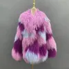 Women's Fur Faux JANEFUR Winter Clothe 2023 Real Mongolian Sheep Coat Mixed Colors Fashion Luxury Custom tibetan lamb fur Jacket 231114