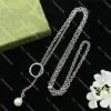 New Long Chain Pendant Necklaces Pearl Double Letter Necklace Designer Golden Silver Sweater Necklaces